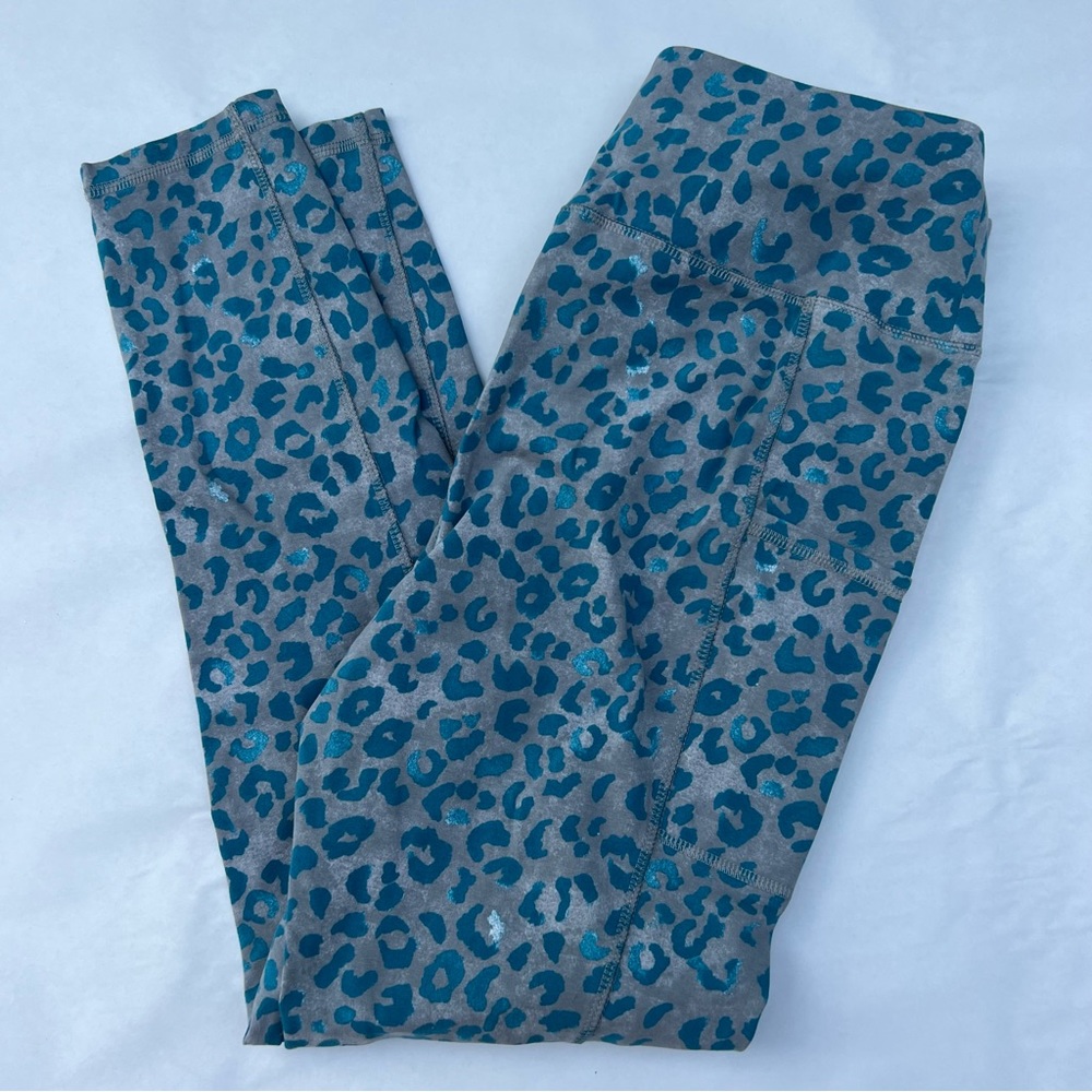 Womens Weekend by Chicos blue gray leopard cheetah‎ print pants size 1
